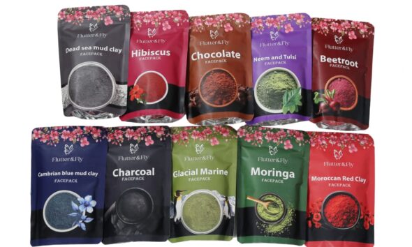 10 variants of facepacks with different blends of herbs