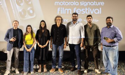From L To R – Mr. Ruben Castano, VP- Design, Brand & CX Motorola, aspiring film directors Shikha Jain & Riya Kulkarni, Filmmaker Imtiaz Ali, aspiring film directors, Peekansh S Gosain & Amar Vaswani and Shivam Ranjan, Head of Marketing – APAC, Motorola