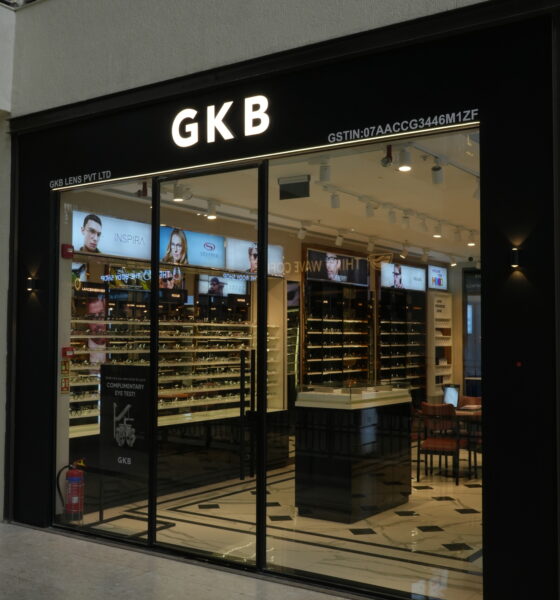 GKB Opticals new lifestyle store interior in Delhi showcasing premium eyewear display and modern retail design
