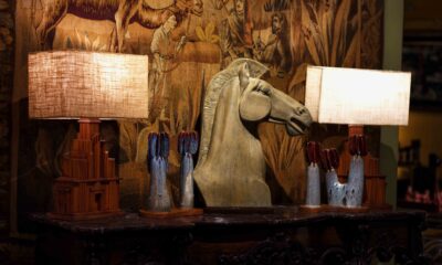 The Stallion handcrafted ceramic horse sculpture with oceanic blue glaze by The Great Eastern Home.