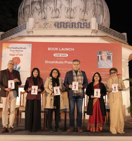 Dr. Archana Singh speaking during The Healing Brush book launch at Delhi Golf Club.